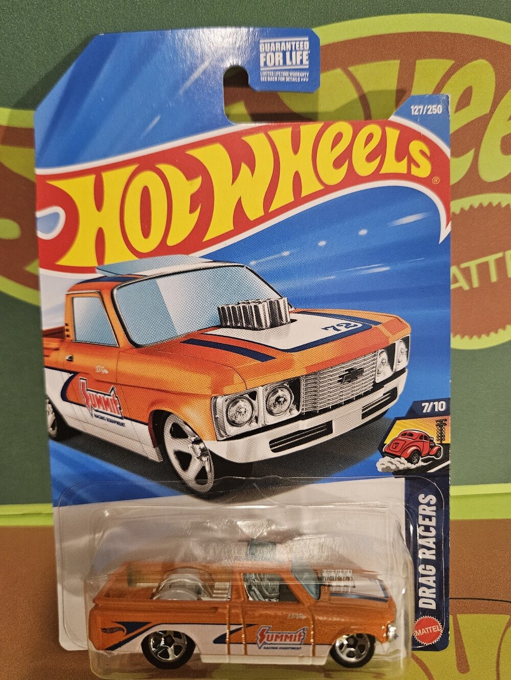 HotWheels '72 Chevy Luv Orange and White Summit Drag Racer